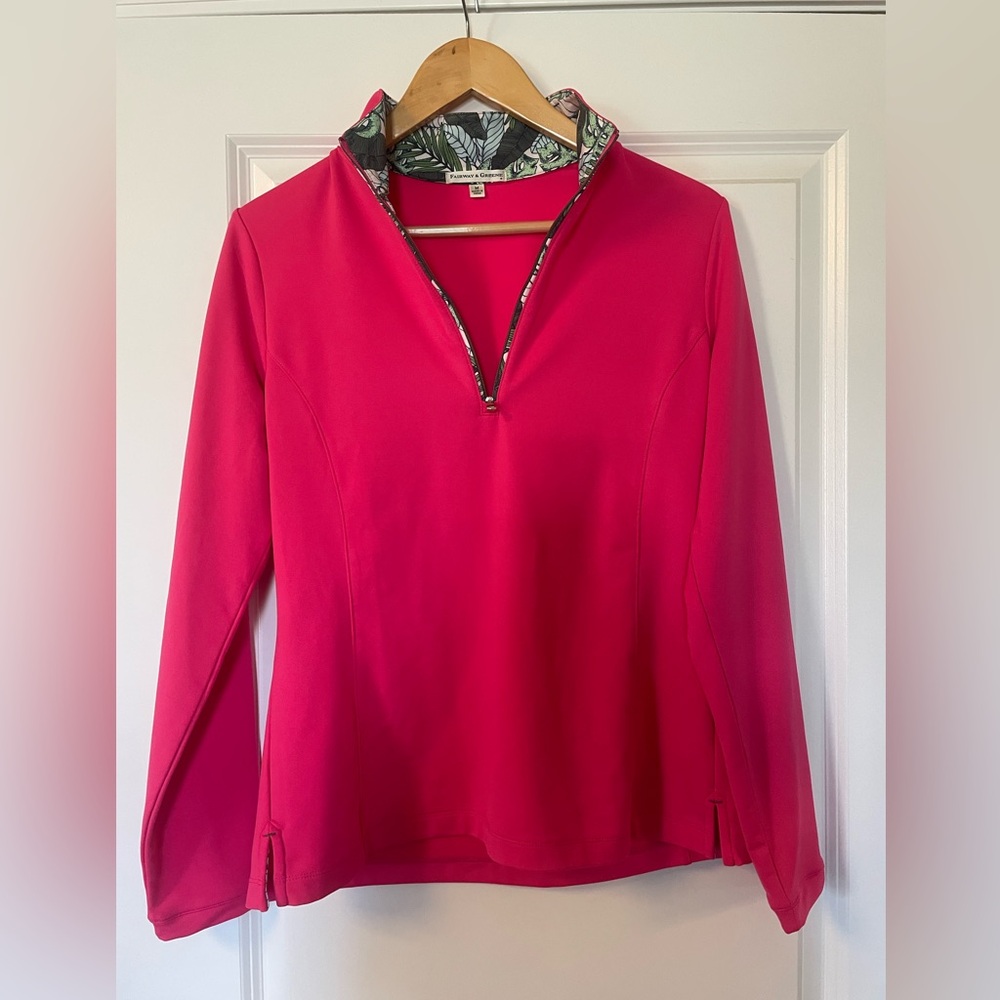 Fairway & Greene Grace style half zip in bright pink